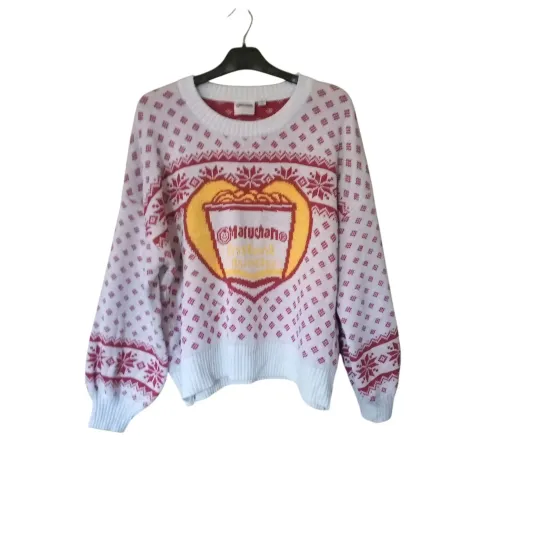 Maruchan Ramen Noodle Heart Ugly Christmas Holiday Sweater - Cozy & Fun! Size XL