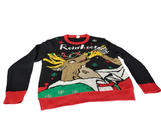 Ugly Christmas Sweater Reinbeer Sweater Women Sz XL Multicolor Light Up Holiday