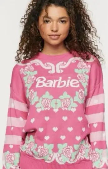 Barbie Holiday Sweater Women’s Medium Hot Pink Ugly Christmas Pullover