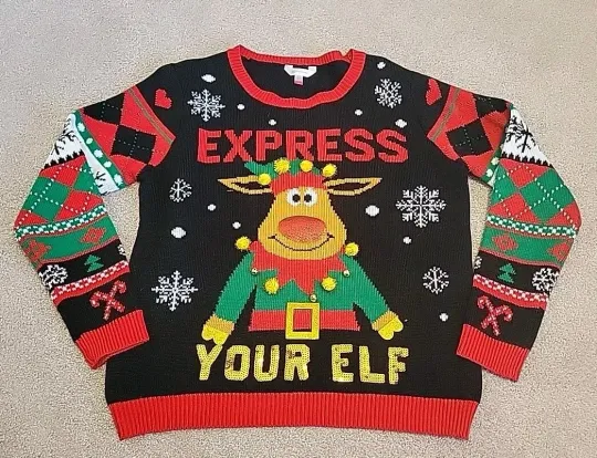 NO BOUNDARIES Christmas - Express Your Elf Ugly Sweater Sz XXL (19)