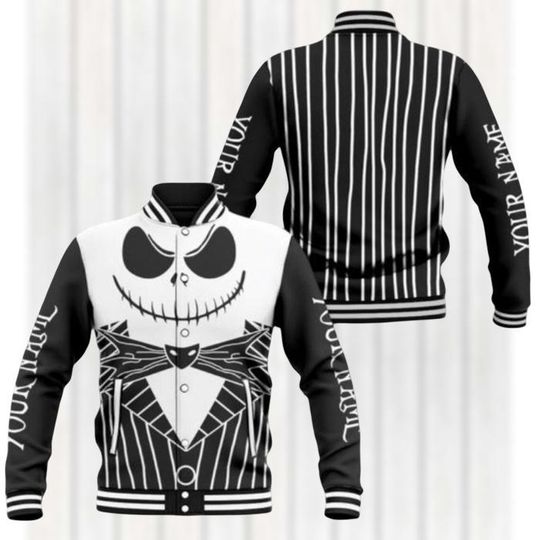 Custom Jack Skellington Cosplay Baseball Jacket, Disney Nightmare Before Christmas Jacket