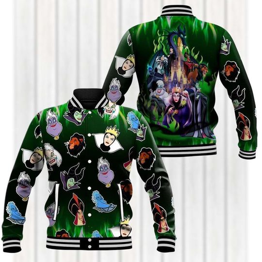 Disney Villains Baseball Jacket, Evil Queen Maleficent Ursula Jacket