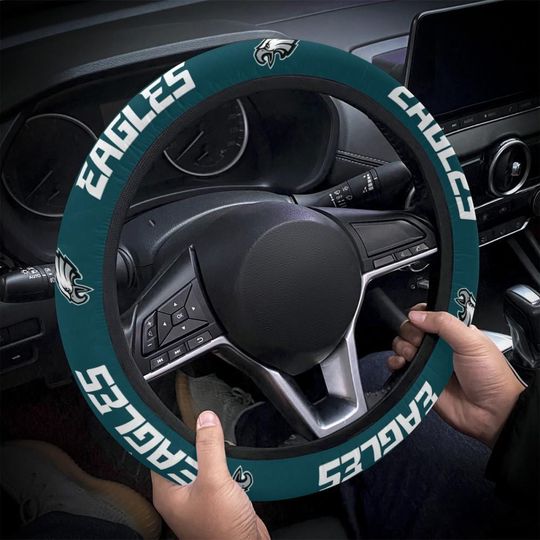Philadelphia Eagles themed steering wheel cover for a fan, Fits Most Vehicles, Football Fan Gift