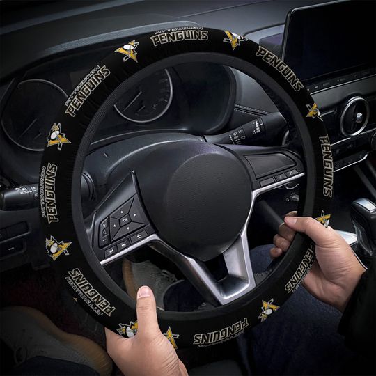 Discover Pittsburgh Penguins themed custom steering wheel cover for a fan