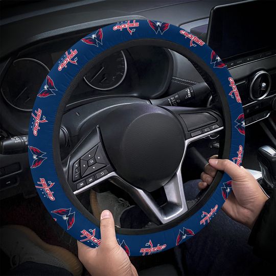 Washington Capitals themed steering wheel cover for a fan