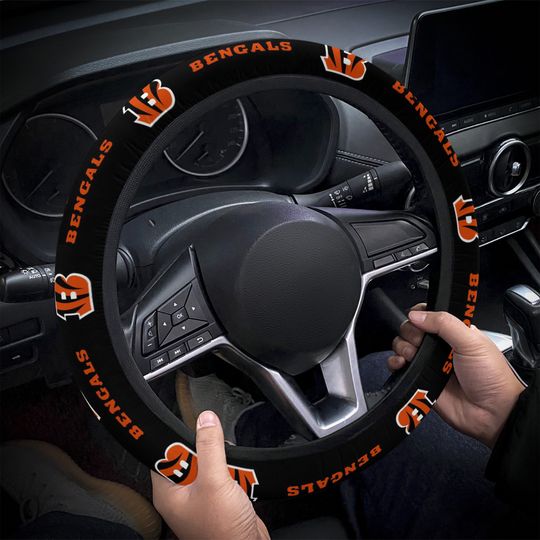Discover Cincinnati Bengals themed custom steering wheel cover for a fan
