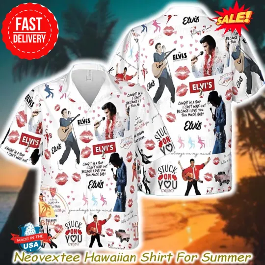 Discover Elvis Presley The King of Rock Hawaiian Shirt Vacation 2025 Summer Aloha Music