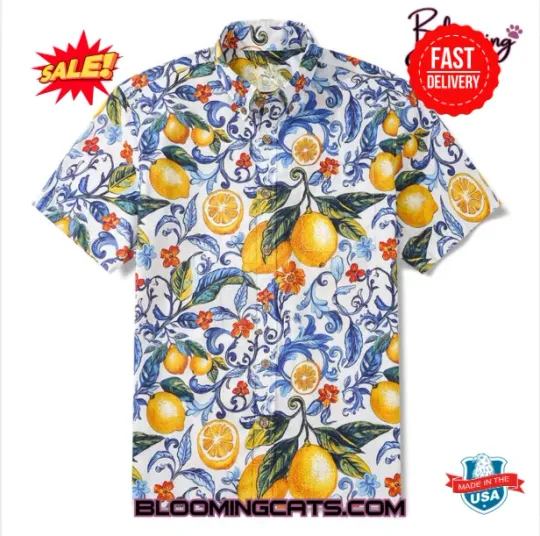 Discover Sicilian Lemons Blue Hawaiian Shirt Men Women