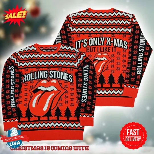 Rolling Stones Holiday Ugly Sweater, Vintage Xmas Sweatshirt