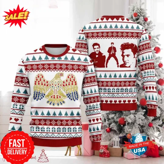 Discover Elvis Presley Christmas Ugly Sweater Holiday 3D Sweatshirt
