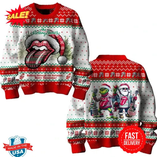 The Rolling Stones Funny Character Christmas Ugly Sweater