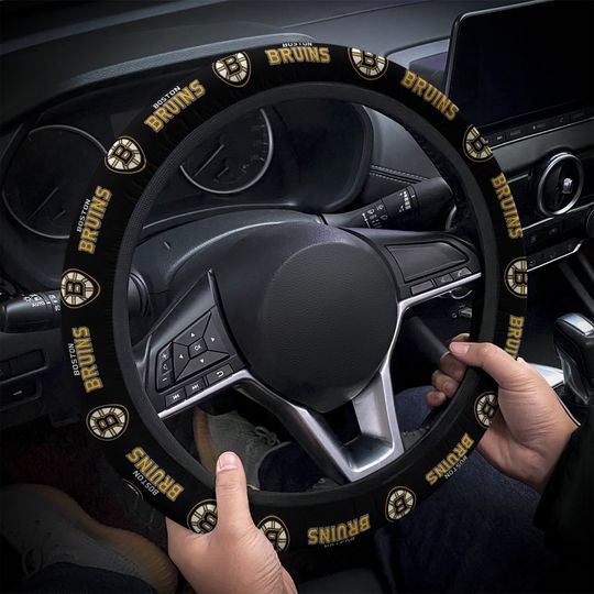 Discover Boston Bruins themed custom steering wheel cover for a fan