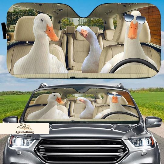 Discover Funny Duck Car Sun Shade, Duck Family Windshield Cover, Cute Farmer Animal Auto Shade, Summer Car Accessory Gift for Him or Her