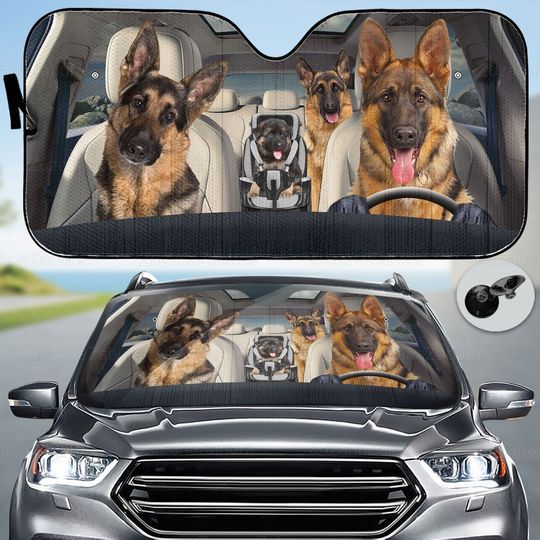 Discover German Shepherd Car Sunshade, German Shepherd Sunshade, Dogs Family Sunshade, Dog Car Windshield, Gift For Owner Dog, German Shepherd Lover