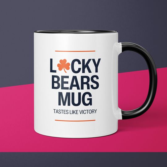 Lucky Bears Mug Chicago Bears Coffee Cup Gift for Him Husband Coffee Mug Gifts for Dad Ceramic Bears Gift for Men Gift for Bears Fan