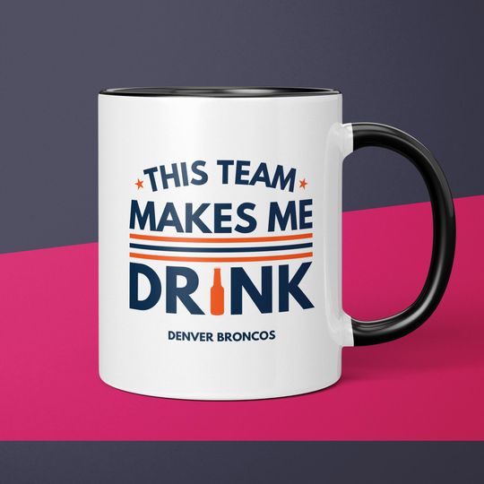 Denver Broncos Coffee Cup Gift for Him Husband Unique Coffee Mug Gifts for Dad Ceramic Mug Gift for Men Funny Gift for Broncos Fan Gift