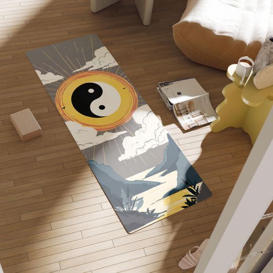 Yin Yang Yoga Mat, Meditation & Stretching Foam Pad for Home Gym, Pilates