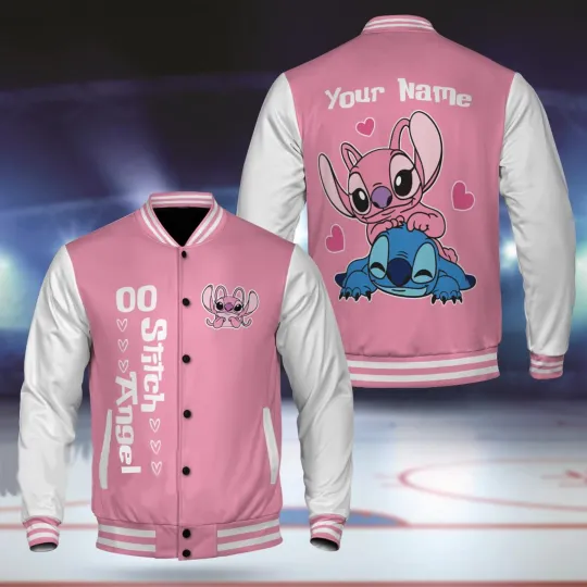 Personalized Stitch & Angel Couple Lilo & Stitch Better Together Baseball Jacket
