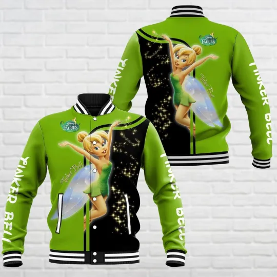 Never Too Old For Tinker Bell Peter Pan Fairy Princess Baseball Jacket
