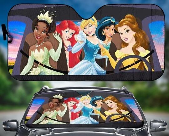 Discover Disney Princess Car Sunshade, Funny Cinde Ariel Belle Driving Car Windshield, Disney Auto Sunshade, Sun Visor Car, Car Decoration