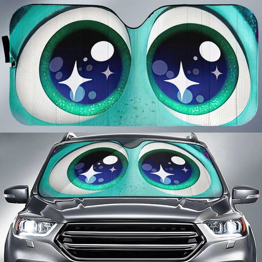 Discover Inside Out Envy Face Car Sun Shade, Disney Cartoon Car Windshield, Halloween Envy Cosplay Car Sunshade, Sun Visor Car, Car Decoration