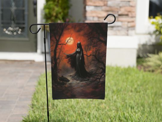 Discover Halloween Garden Flag, Statement Flag for Front Lawn, Halloween Garden Banner