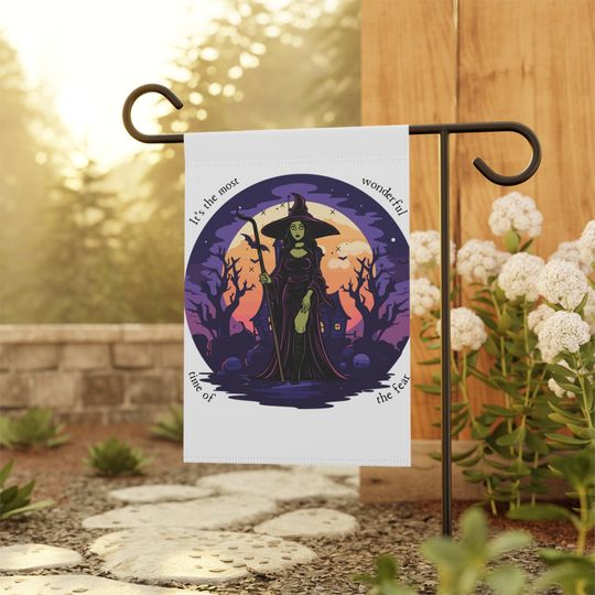 It's The Most Wonderful Time Of The Fear Halloween Witch Spooky Garden & House Banner/Flag