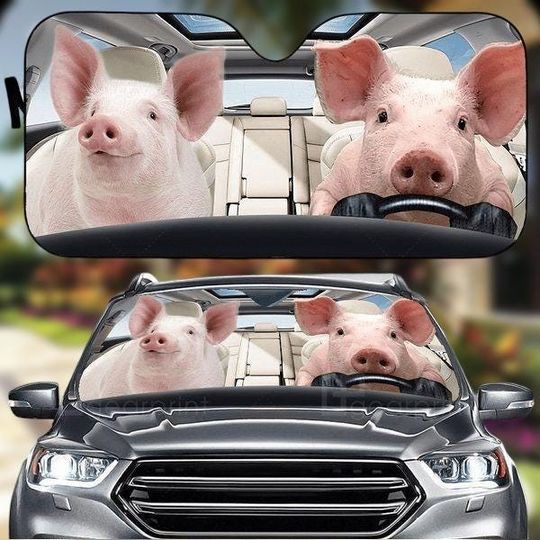 Discover Pigs Car Auto Sunshade, Funny Pig Car Windshield Cove, Car Shade For Animal Lover, Farm Auto Sunshade, Animal Sun Visor Car For Couple