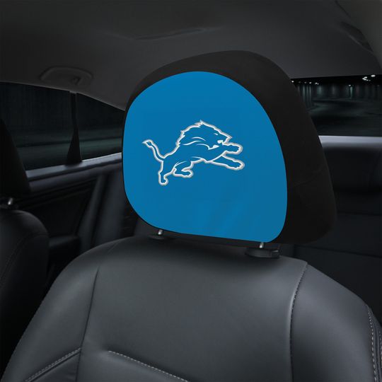 Detroit Lions themed custom car headrest cover for a fan