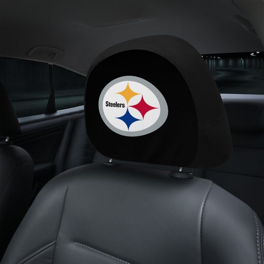 Pittsburgh Steeler themed custom car headrest cover for a fan