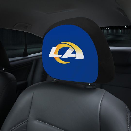 Discover Los Angeles Rams themed custom car headrest cover for a fan