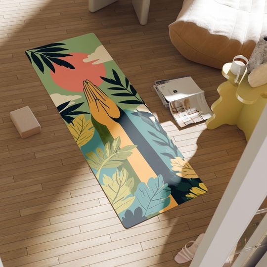Discover Prayer Hands Yoga Mat, Tropical Sunrise Art