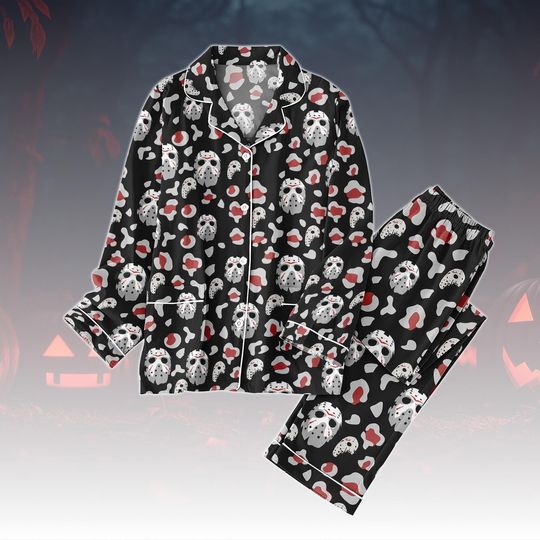 Discover Jason Voorhees Pajamas Set, Horror Movie Sleepwear, Friday The 13th Matching PJs, Scary Slasher Villain Pajama For Fan, Halloween Pjs
