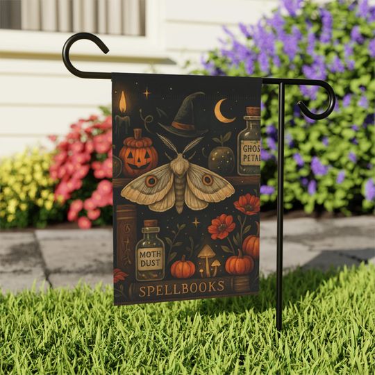 Discover Mysterious Garden Banner, Whimsical Outdoor Decor, Autumn Vibes Flag