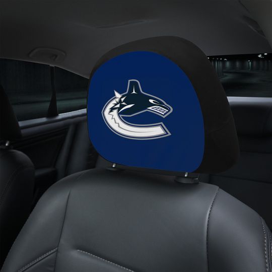 Vancouver Canucks themed custom car headrest cover for a fan