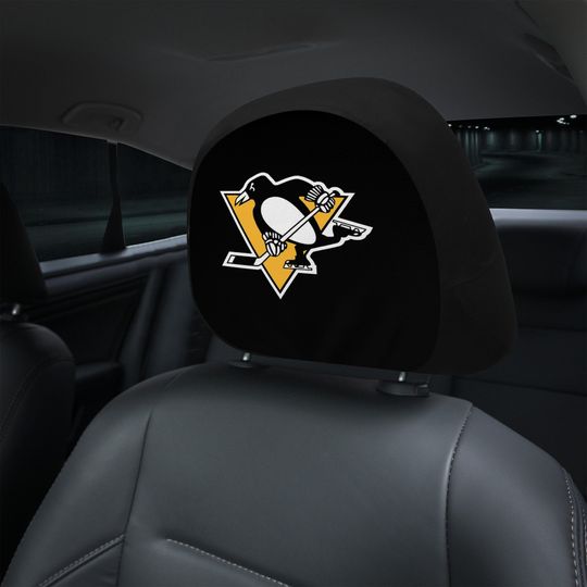 Pittsburgh Penguins themed custom car headrest cover for a fan