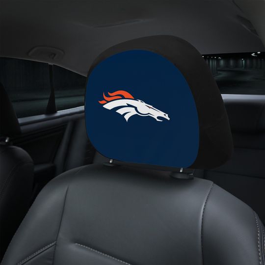 Denver Broncos themed custom car headrest cover for a fan