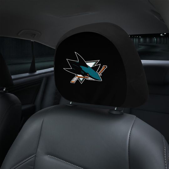 San Jose Sharks themed custom car headrest cover for a fan