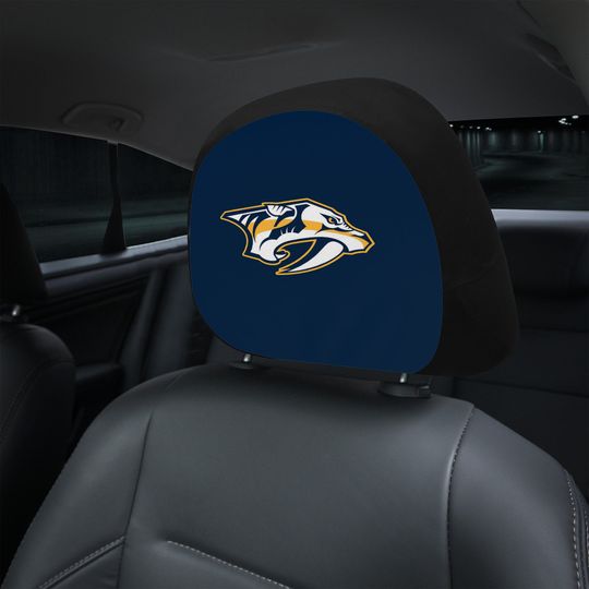 Nashville Predators themed custom car headrest cover for a fan