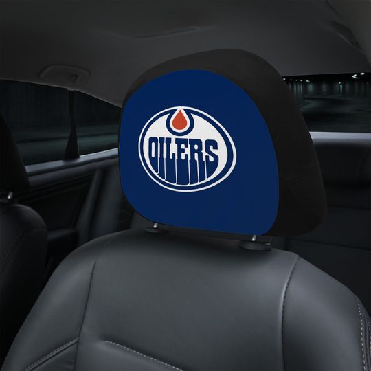 Discover Edmonton Oilers themed custom car headrest cover for a fan