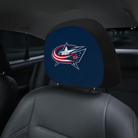 Discover Columbus Blue Jackets themed custom car headrest cover for a fan