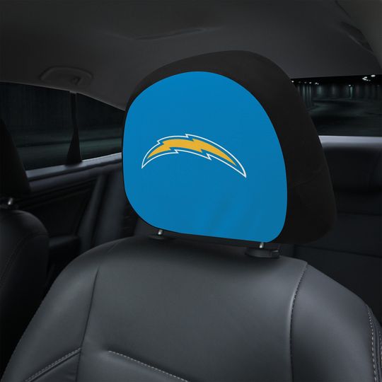 Los Angeles Chargers themed custom car headrest cover for a fan