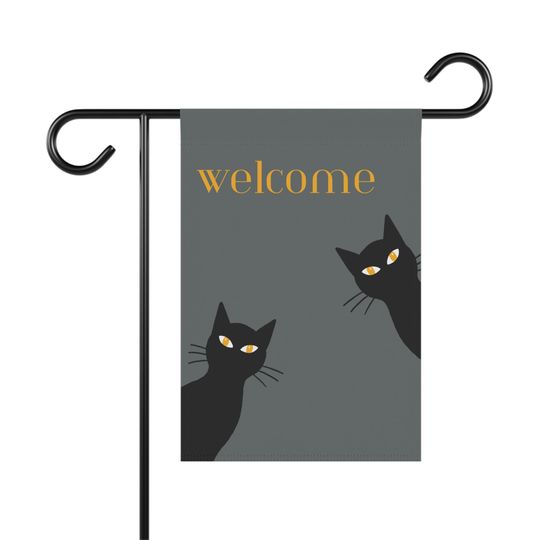 Discover Black Cat Welcome Banner, Cute Garden Flag, Home Decor, Cat Lover Gift, Halloween Flag