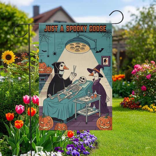 Discover Just a Spooky Goose Halloween Garden Flag | Witch & Surgeon Geese