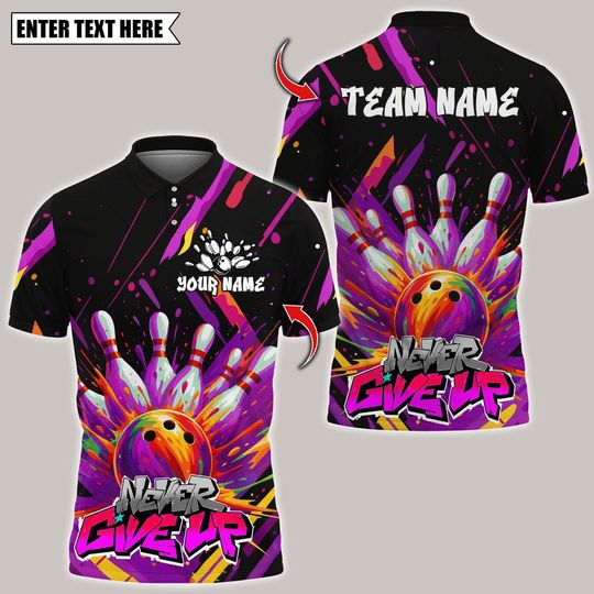 Discover Custom Bowling Graffiti Splash Paint Polo Shirt, Graffiti Splash Paint Pins Polo