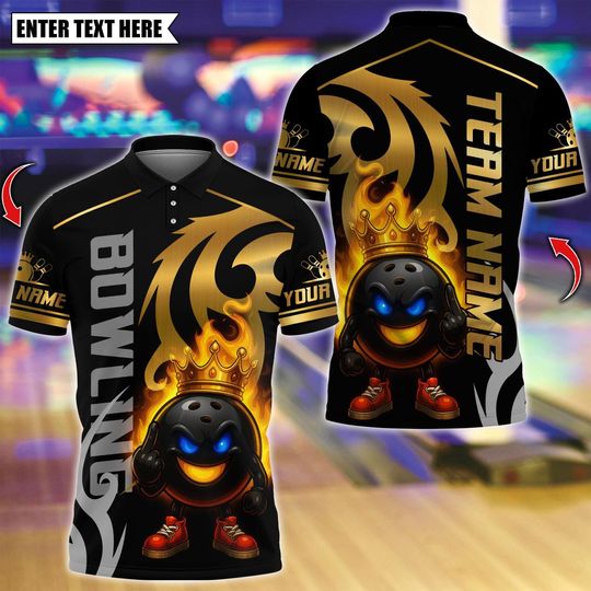 Discover Custom Bowling And King Pins Flame Premium Polo