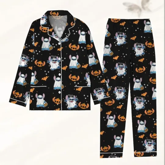 Discover Halloween Stitch Cosplay Ghost Trick Or Treat Spooky Season Pajamas Set
