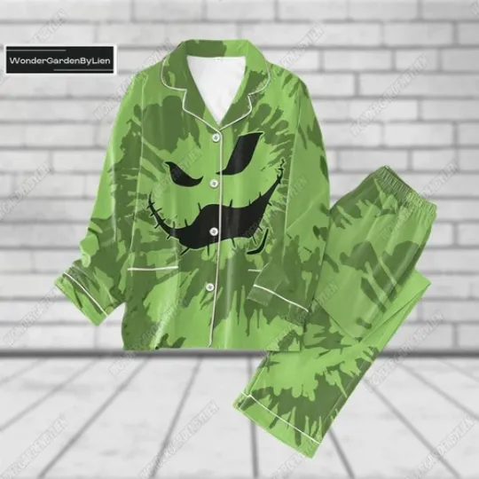 Halloween Oogie Boogie Pajamas Set, Luxury Silk Pajamas Soft Sleepwear For Women