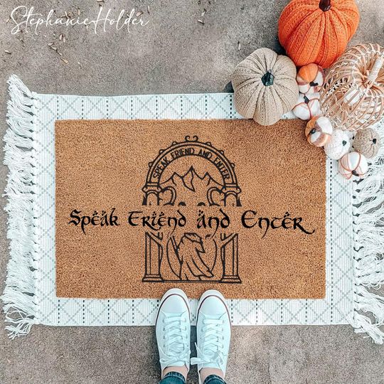 Discover Speak Friend and Enter Doormat, Geek Nerd Funny Doormat, Farmhouse Outdoor Rug, Housewarming Gift, Movie TV Show Doormat