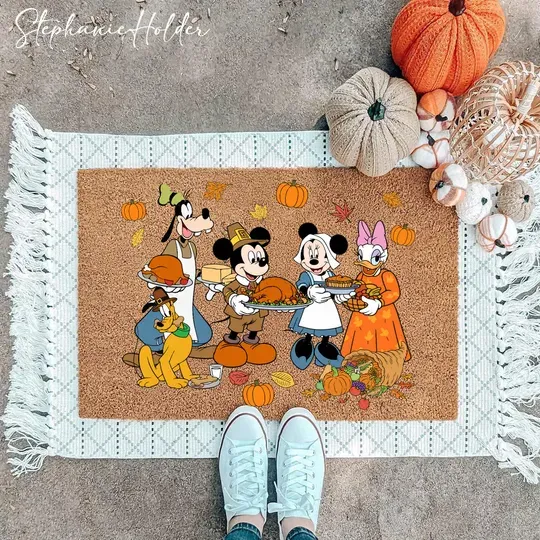 Discover Thanksgiving Doormat, Mouse and Friends Autumn Harvest Welcome Mat, Cute Cartoon Fall Holiday Rug, Farmhouse Porch Decor, Fall Doormat